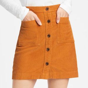 GAP Button-front Corduroy A-line Mini Skirt in Tan